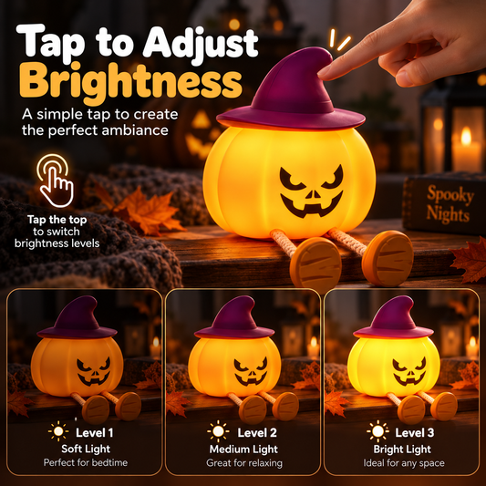 Angry Pumpkin w/ Hat Night Light
