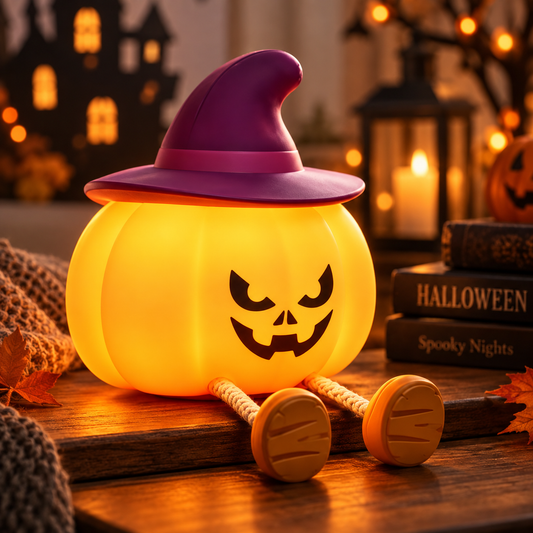 Angry Pumpkin w/ Hat Night Light