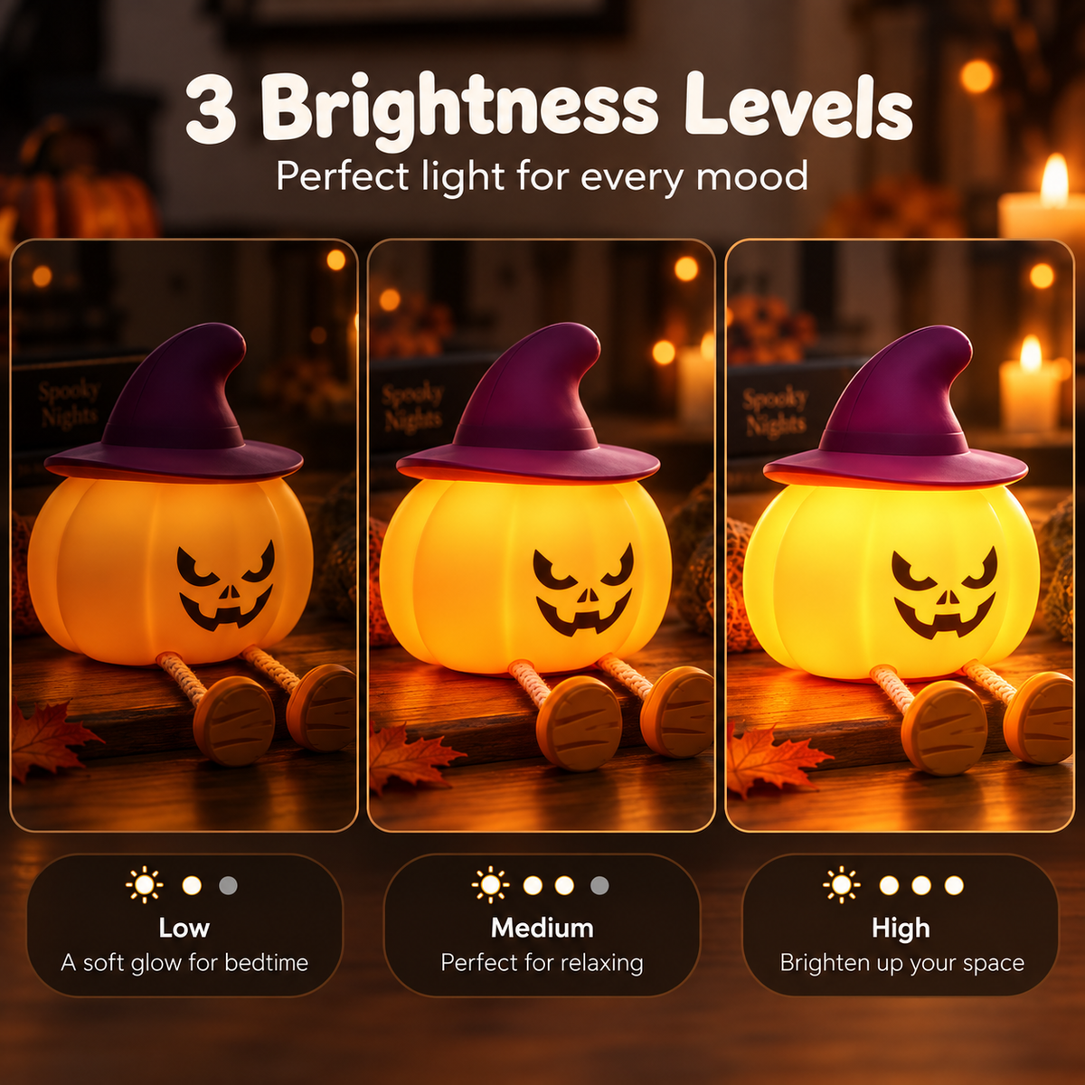 Angry Pumpkin w/ Hat Night Light